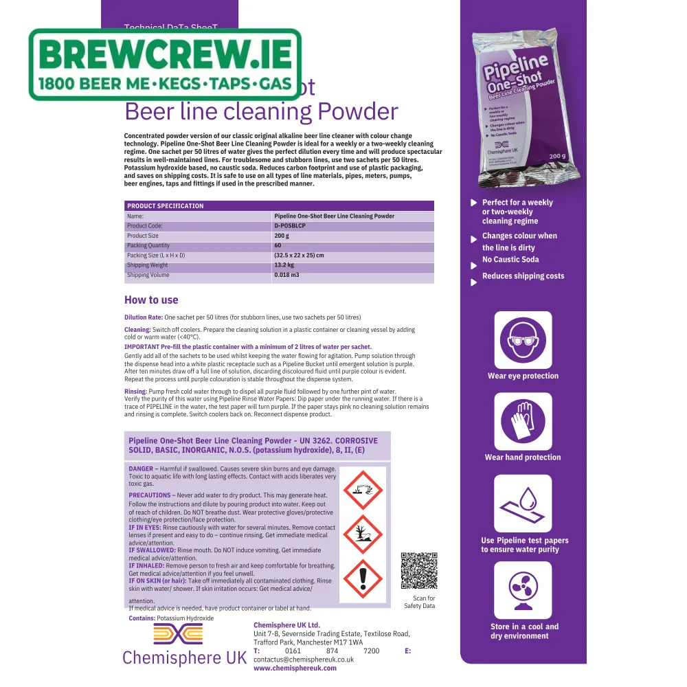 Box of Pipeline Cleaning Powder Sachet (25 x 100g)