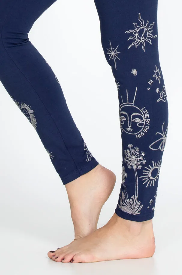 Johnny Was Noah Black Cotton Leggings Pant White Pants Legging Embroidery NEW