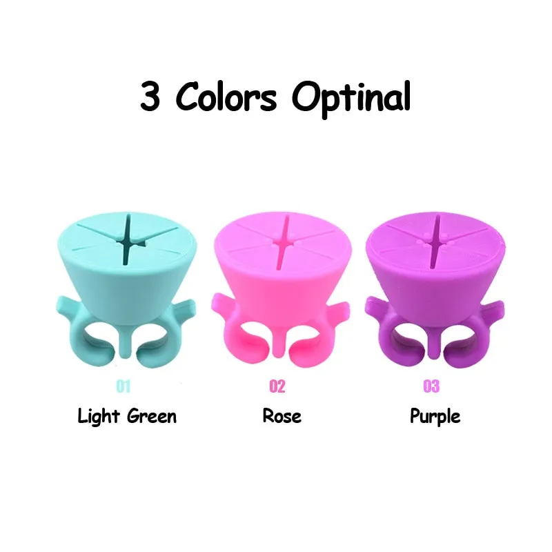 Nail Art Finger Ring Polish Varnish Wearable Flexible Silicone Holder