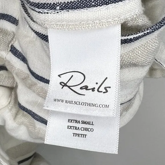 Rails Rowen Utility Jacket Linen Blend Relaxed Military Style In Coco Stripe XS