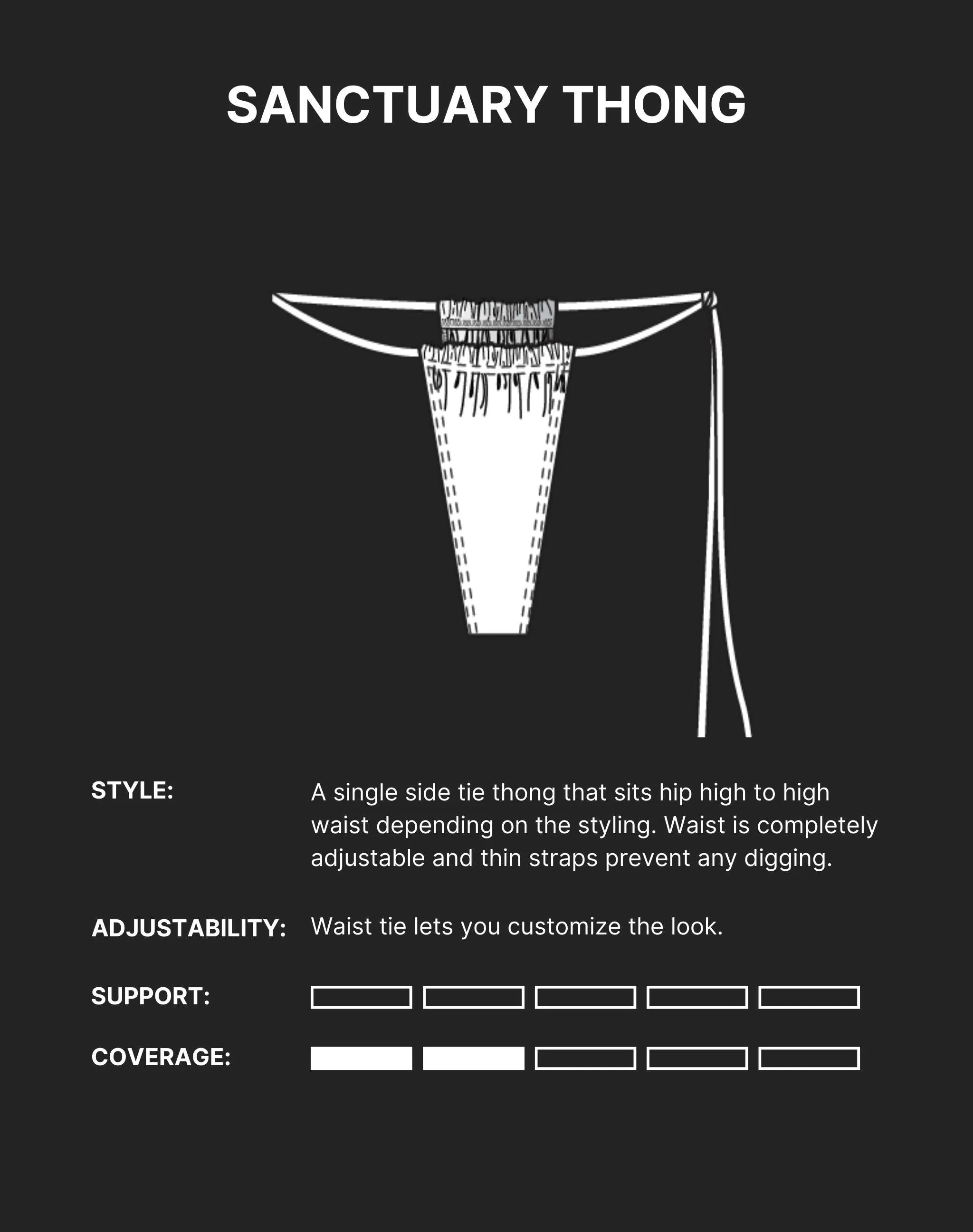 SANCTUARY TASSEL THONG Bikini Bottom - Dark Seas Black