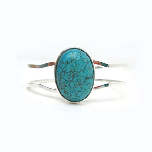 TURQUOISE STONE HINGED BRACELET #HNB76335_ROD-TRQ (KE6)