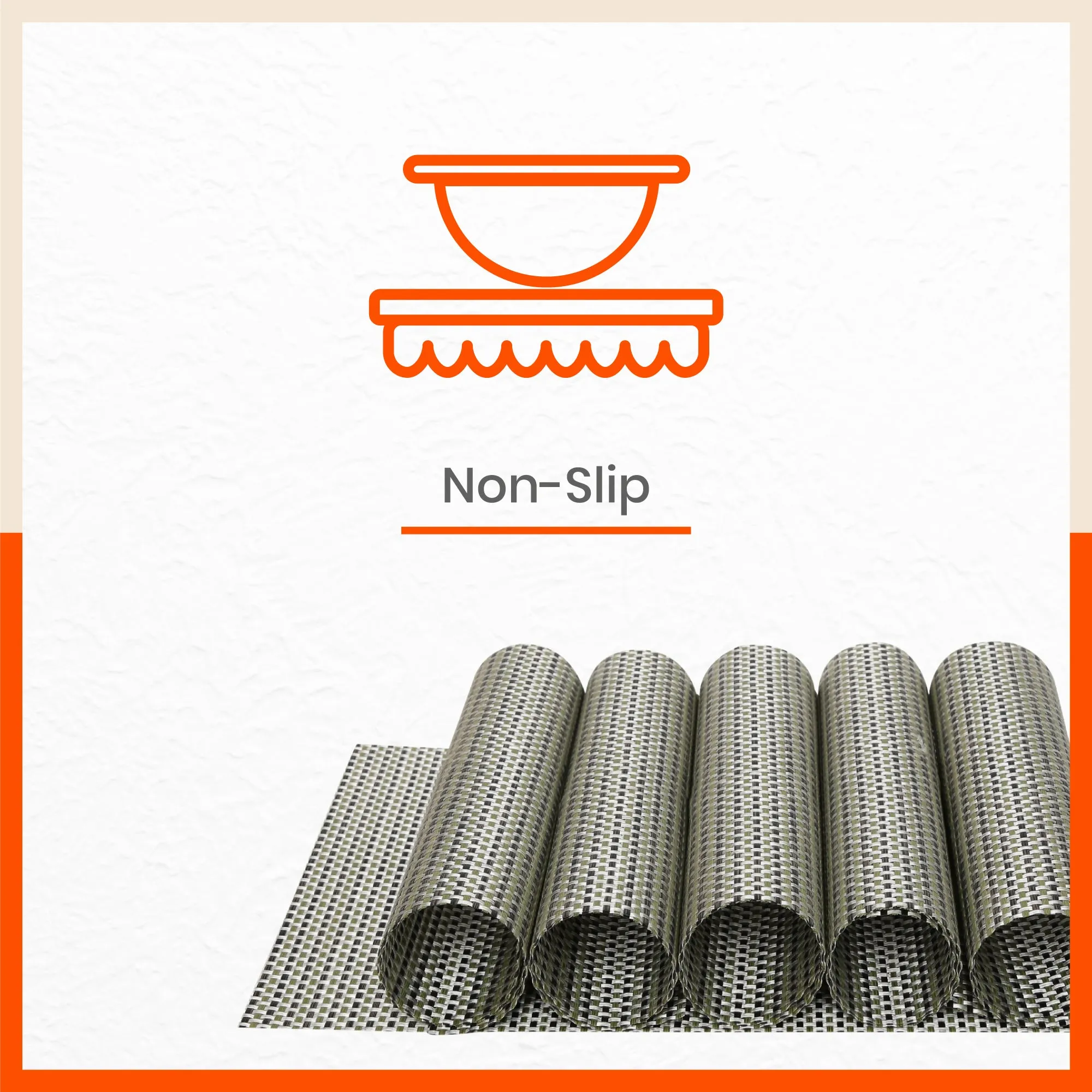 Woven PVC Table Mats / Placemats for Dining Table at Home (Syro - Set of 6)